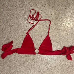 PRETTYLITTLETHING RED PLUNGE RING DETAIL BRALETTE
